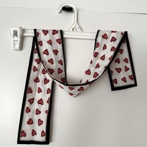 Beautiful Silky scarf. Red/black/white w small chunky hearts